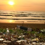 plastic waste in the ocean beach