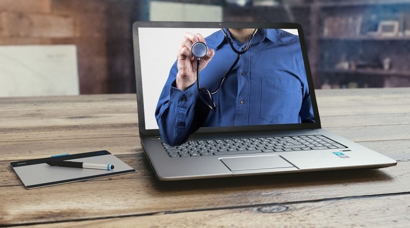 Doctor on computer screen for telemedicine and digital technologies